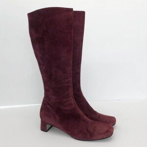 Banana Republic Italian Suede Tall Block Heel Boot in Maroon US 7.5